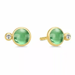 Julie Sandlau Prime Ohrstecker in vergoldetem Sterlingsilber grünem Bergkristall weißem Zirkon