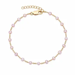 rosa Perle Armband aus vergoldetem Sterlingsilber 17 plus 3 cm x 4-5 mm