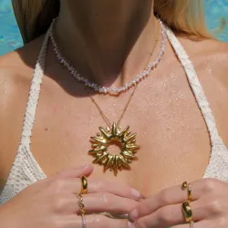 Wasserfest Sonne Halskette aus vergoldetem Stahl - OCEANA