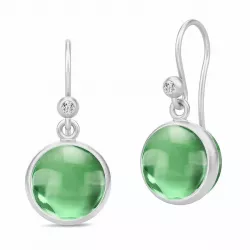 Julie Sandlau grünen Ohrringe in Satinrhodiniertes Sterlingsilber grünem Bergkristall weißem Zirkon