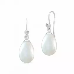 Großen Julie Sandlau ovalen Perle Ohrringe in Satinrhodiniertes Sterlingsilber weißen Zirkonen