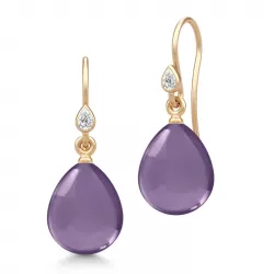 Julie Sandlau violettem Ohrringe in vergoldetem Sterlingsilber violettem Bergkristall weißem Zirkon