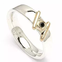 Kollektionsmuster schwarz Diamant Ring aus Silber