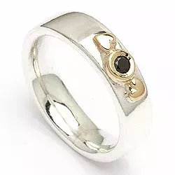 Kollektionsmuster schwarz Diamant Ring aus Silber und Gelbgold