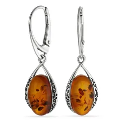 Kollektionsmuster Bernstein Ohrringe in Silber