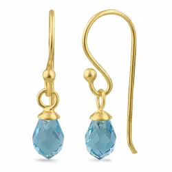 Kollektionsmuster blauem Topas-Glas Ohrhänger in vergoldetem Silber - Loom Stones