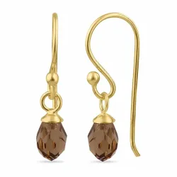 Kollektionsmuster braunes Glas Ohrhänger in vergoldetem Silber - Loom Stones