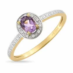Kollektionsmuster ovaler Amethyst Ring aus 9 Karat Gold mit Rhodium
