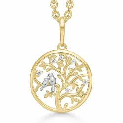 Kollektionsmuster Kranz und Ziegler Lebensbaum Halskette mit Anhänger in 8 Karat Gold weißem Zirkon