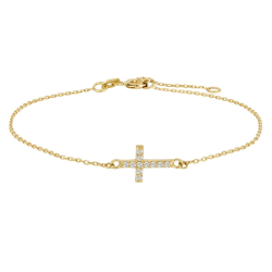 Kollektionsmuster Siersbøl Kreuz Armband in 8 Karat Gold weißem Zirkon