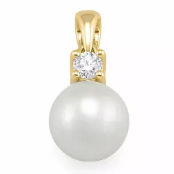 Kollektionsmuster Perle Diamantanhänger in 14 karat Gold 0,10 ct