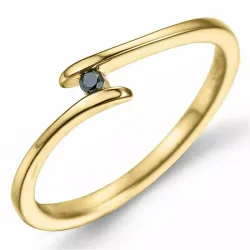 Kollektionsmuster schwarz Diamant Ring in 9 Karat Gold 0,02 ct