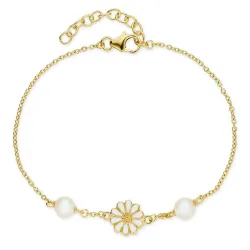 Kollektionsmuster Marguerite Perle Armband aus vergoldetem Sterlingsilber