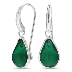 Kollektionsmuster Tropfen dunkelgrüner Bergkristall Ohrringe in Silber - Loom Stones