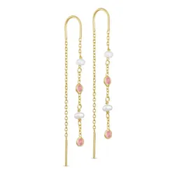 Kollektionsmuster Rosa Zirkonia ketten ohrringe in vergoldetem Silber