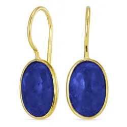 Kollektionsmuster ovalen blauem Jadestein Ohrringe in vergoldetem Silber - Loom Stones