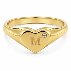 Kollektionsmuster buchstab m Zirkon Ring aus vergoldetes Messing