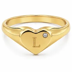Kollektionsmuster buchstab l Zirkon Ring aus vergoldetes Messing