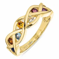 Kollektionsmuster mehrfarbigem Zirkon Ring aus vergoldetem Sterlingsilber