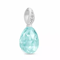Julie Sandlau tropfenförmigen blauem Bergkristall Anhänger in Satinrhodiniertes Sterlingsilber hellblauem Bergkristall weißem Zirkon