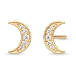 Julie Sandlau Moon Balance Ohrstecker in vergoldetem Sterlingsilber weißem Zirkon