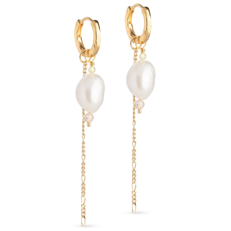 Enamel Adeline Perle ketten ohrringe in vergoldetem Sterlingsilber - Weiße Ohrringe - Bestellen Sie online Ohrringe in Weiß