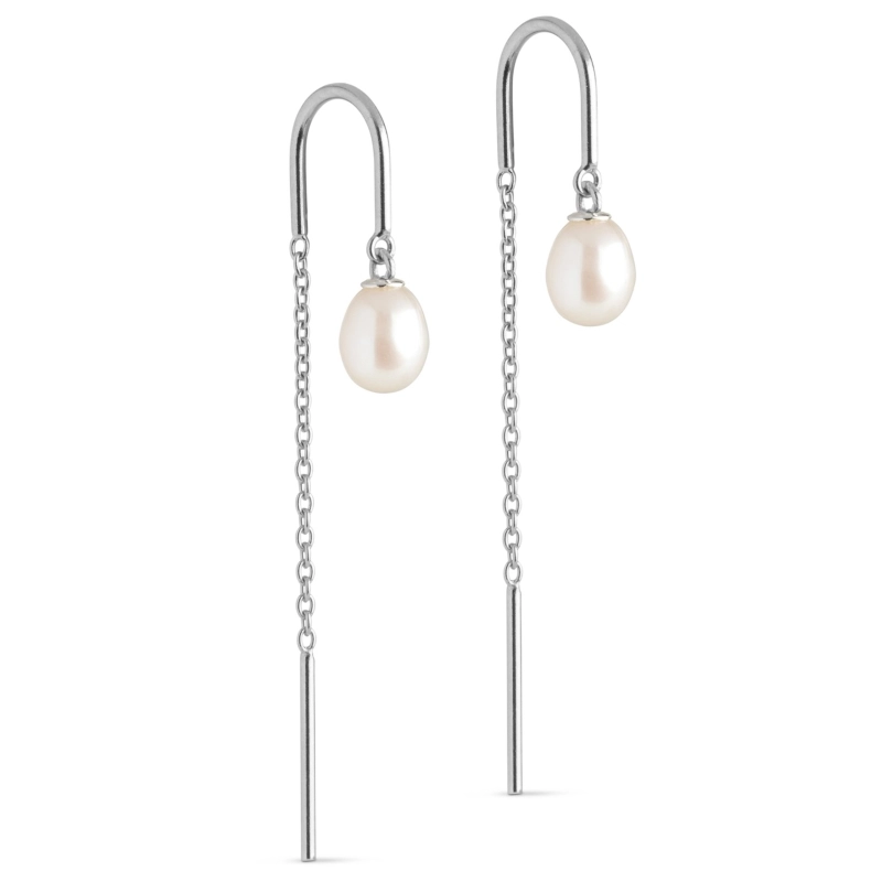Enamel Eleanor Pearl Perle ketten ohrringe in Silber - Formen Lange Ohrringe