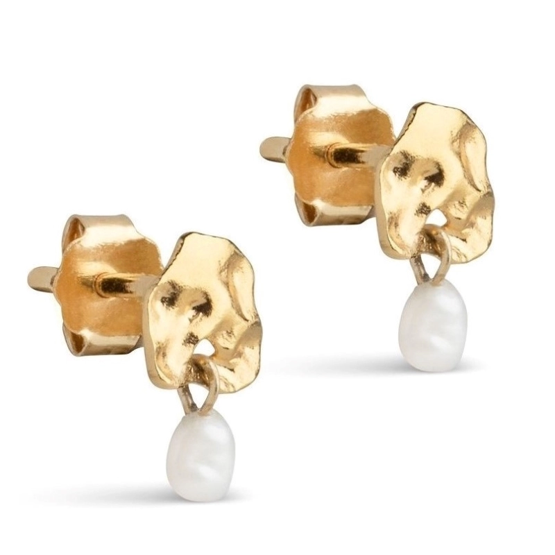 Enamel Mio Pearl Ohrstecker in vergoldetem Sterlingsilber - Naturperlen