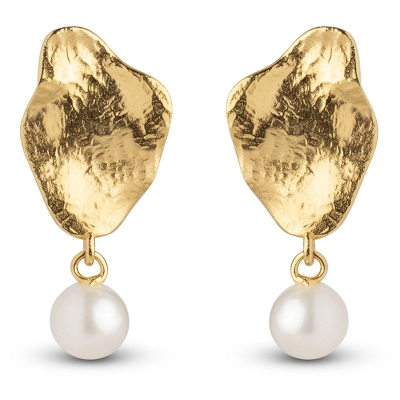 Enamel Caia Small Perle Ohrringe in vergoldetem Sterlingsilber - Weiße Ohrringe - Bestellen Sie online Ohrringe in Weiß