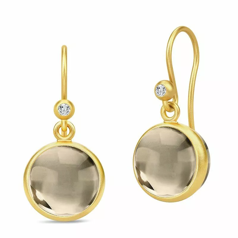 Julie Sandlau Prime rauchfarbenem Ohrringe in vergoldetem Sterlingsilber - Rund Ohrringe - Schöne Runder Ohrringe in modernen Designs